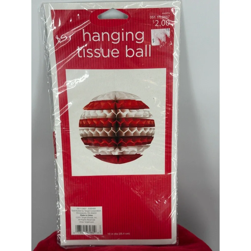 Patriotic Waffle Weave Placemat & Hanging Tissue Ball Decor Stars Stripes July 4